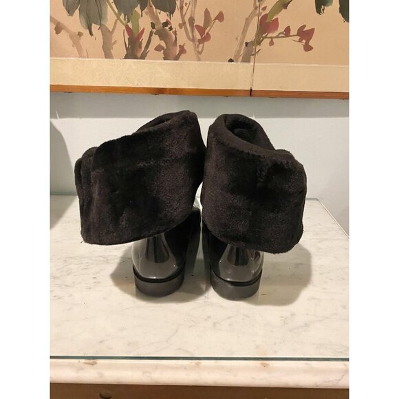Stuart Weitzman Boots Womens Size 8.5 Black Shearling Fur Lined Zipper Italy - Picture 3 of 6